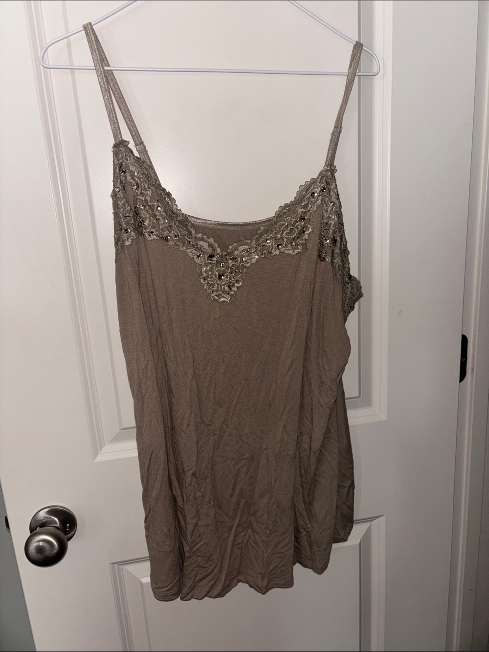 Lane Bryant Taupe Lace-Trim Camisole